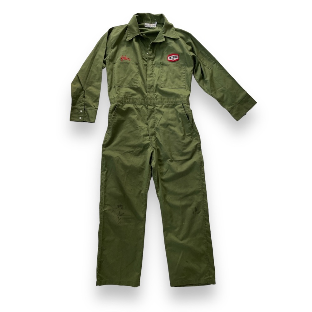 Vintage 1950s Texaco Oil Gas Station Attendant Mechanic Coveralls Chainstitch